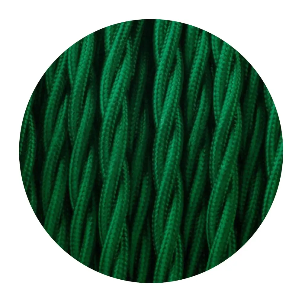 Câble en tissu tressé Vert italien torsadé à 2 conducteurs, câble d'éclairage électrique ~1555