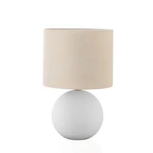 ÉCLAIRAGE - LAMPE DE TABLE 16"H CÉRAMIQUE CRÈME / ABAT-JOUR CRÈME