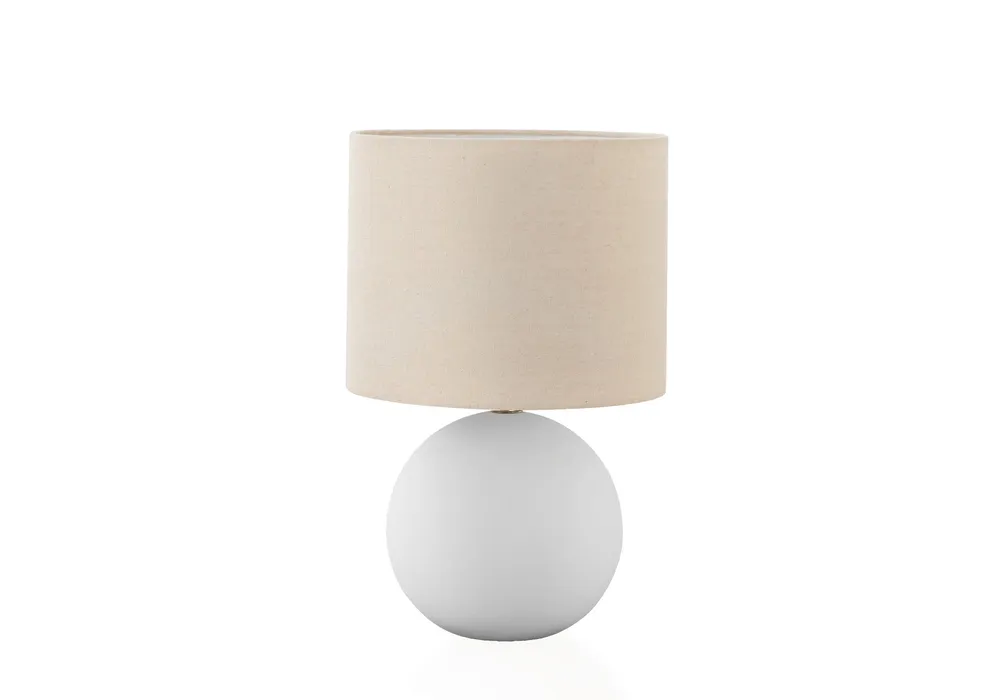 ÉCLAIRAGE - LAMPE DE TABLE 16"H CÉRAMIQUE CRÈME / ABAT-JOUR CRÈME