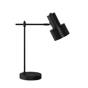 ÉCLAIRAGE - LAMPE DE TABLE 21"H MÉTAL NOIR/abat-jour noir/USB