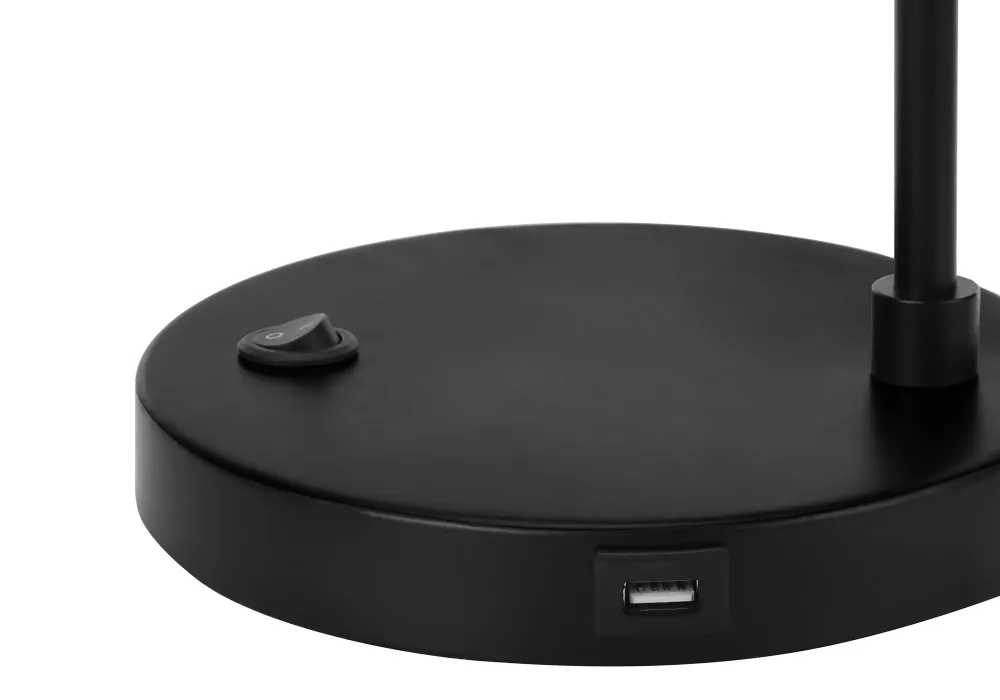 ÉCLAIRAGE - LAMPE DE TABLE 21"H MÉTAL NOIR/abat-jour noir/USB