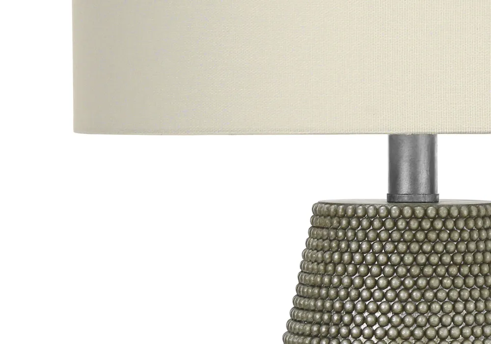 ÉCLAIRAGE - LAMPE DE TABLE 24"H RÉSINE GRIS / ABAT-JOUR IVOIRE
