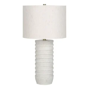 ÉCLAIRAGE - LAMPE DE TABLE 28"H RÉSINE CRÈME / ABAT-JOUR IVOIRE