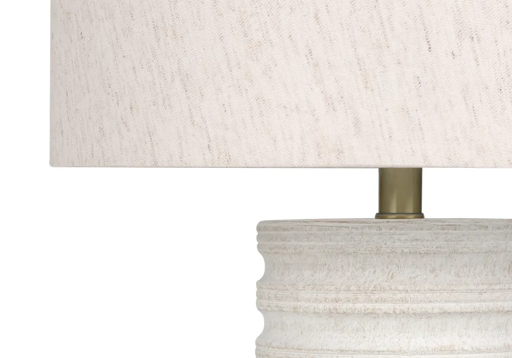 ÉCLAIRAGE - LAMPE DE TABLE 28"H RÉSINE CRÈME / ABAT-JOUR IVOIRE
