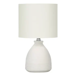 ÉCLAIRAGE - LAMPE DE TABLE 17" H CÉRAMIQUE CRÈME / ABAT-JOUR IVOIRE