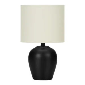 ÉCLAIRAGE - LAMPE DE TABLE 17" H CÉRAMIQUE NOIRE / ABAT-JOUR IVOIRE