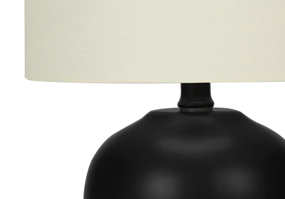 ÉCLAIRAGE - LAMPE DE TABLE 17" H CÉRAMIQUE NOIRE / ABAT-JOUR IVOIRE