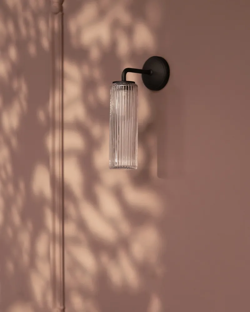 Claremont Petite Applique Murale Verre Cannelé - Bronze