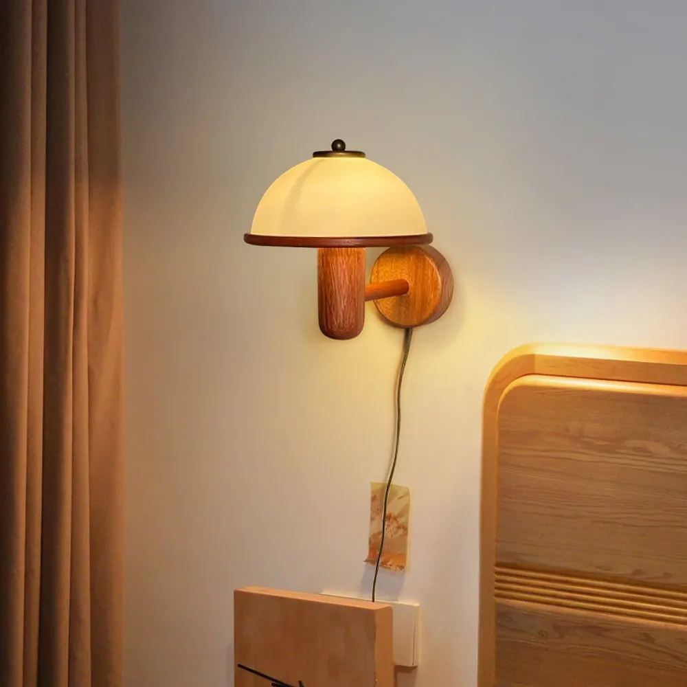 Éclat Naturel – Applique murale en bois champignon élégante