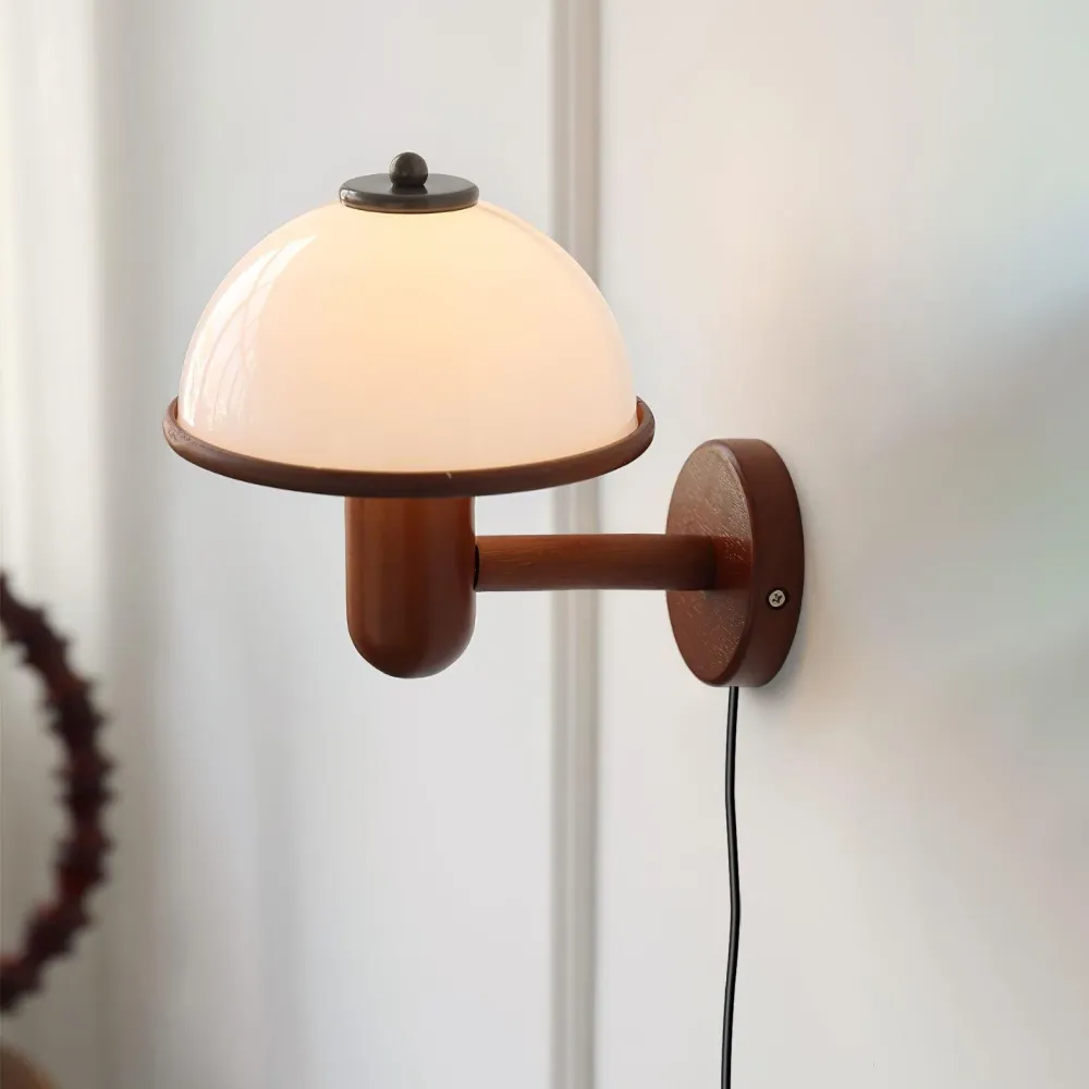 Éclat Naturel – Applique murale en bois champignon élégante