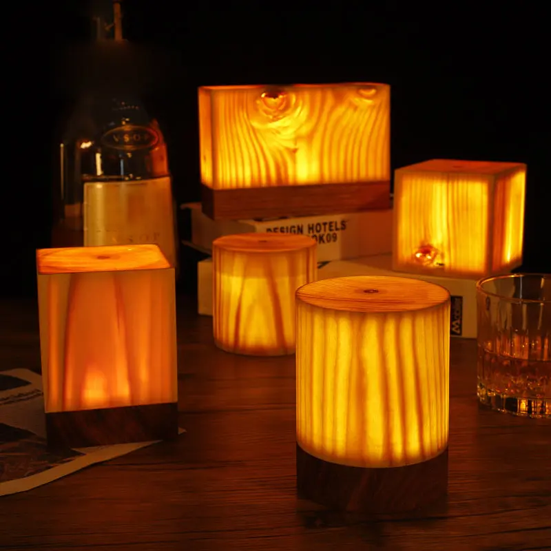 ÉclatBois - Lampe de Table LED avec Batterie Rechargeable et Contrôle Tactile pour Maison et Bureau