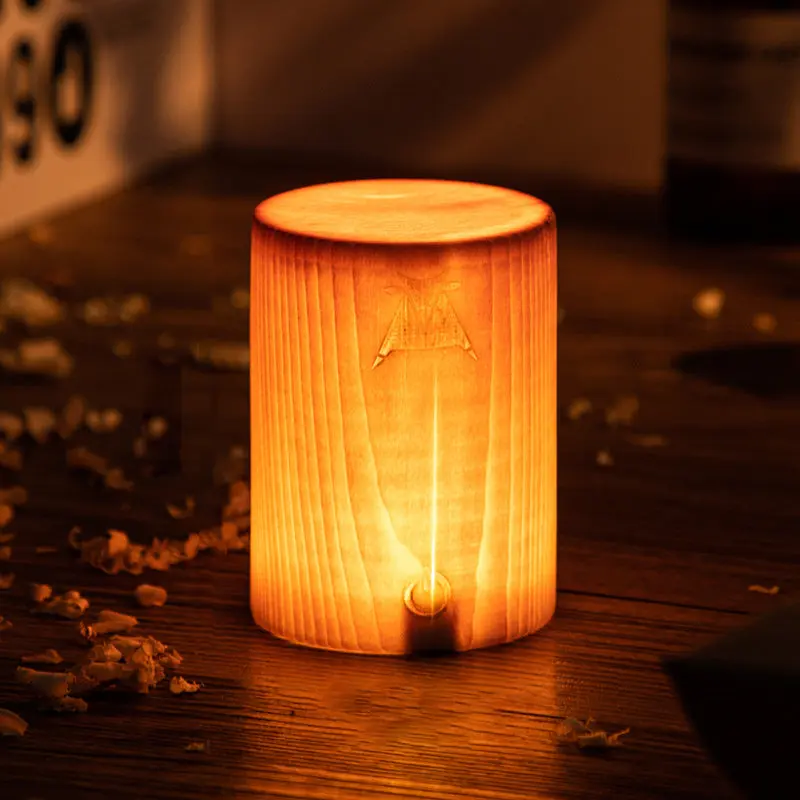 ÉclatBois - Lampe de Table LED avec Batterie Rechargeable et Contrôle Tactile pour Maison et Bureau