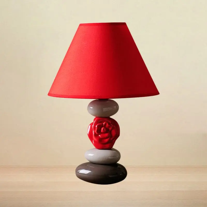 ÉclatMaison - Lampe de Table avec Abat-jour en Tissu Conique
