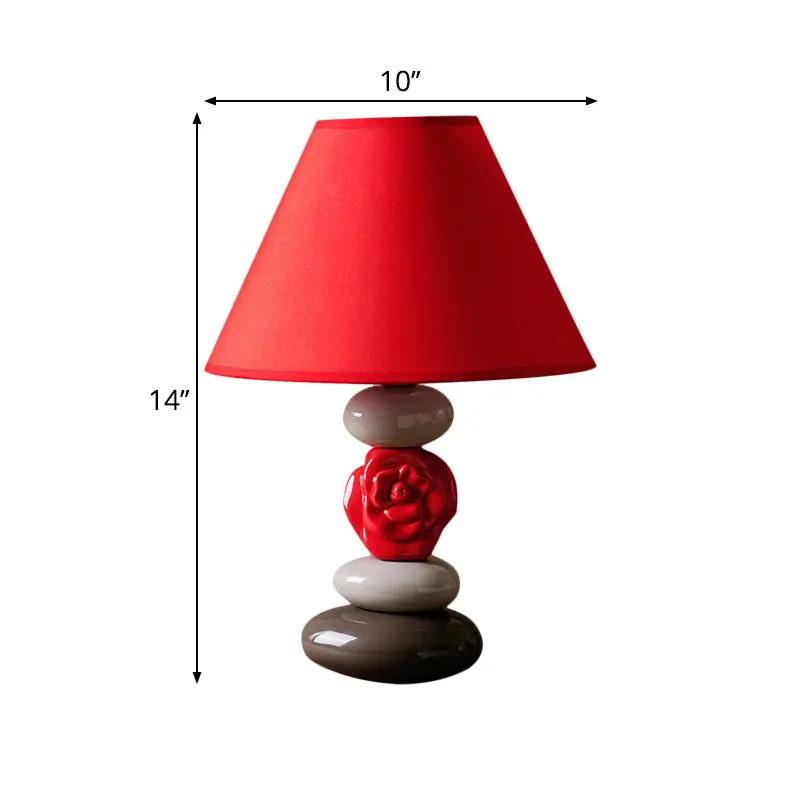 ÉclatMaison - Lampe de Table avec Abat-jour en Tissu Conique