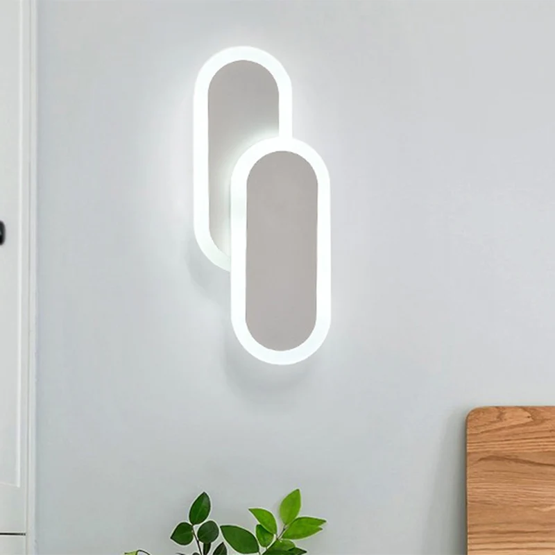 11"/14,5" H Blanc/Noir Double Applique Ovale Moderniste LED Applique Murale Acrylique en Blanc/Lumière Chaude Clearhalo