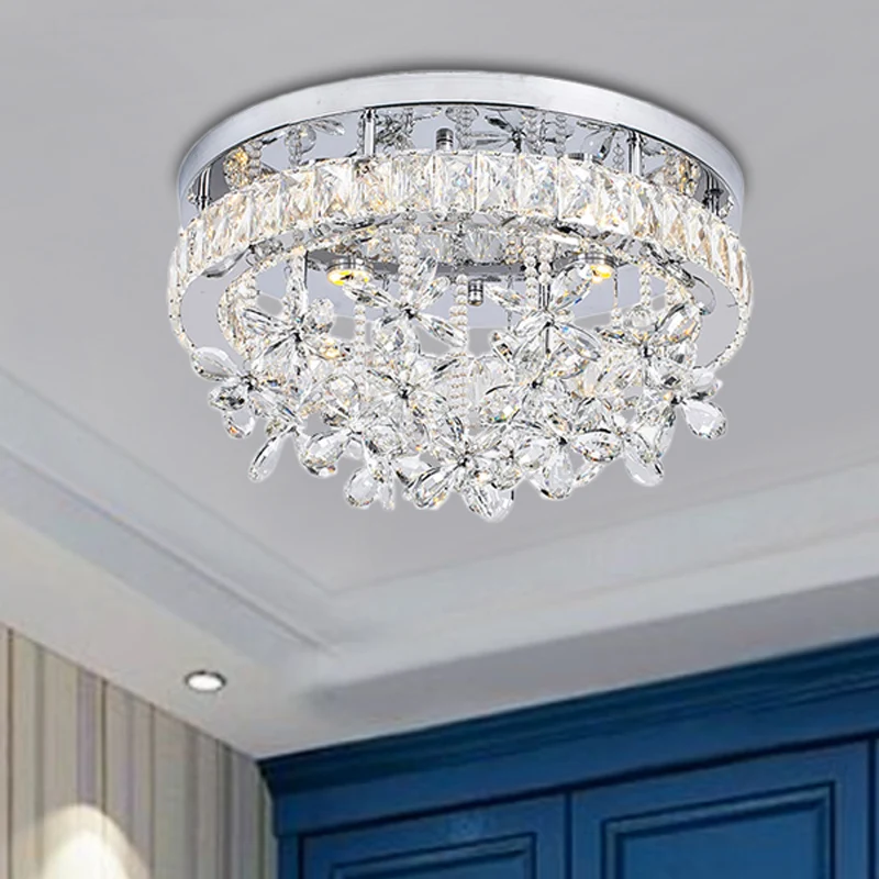8 "/12"/18 "Dia cristal plafond encastré anneau contemporain Chrome LED plafonnier Clearhalo