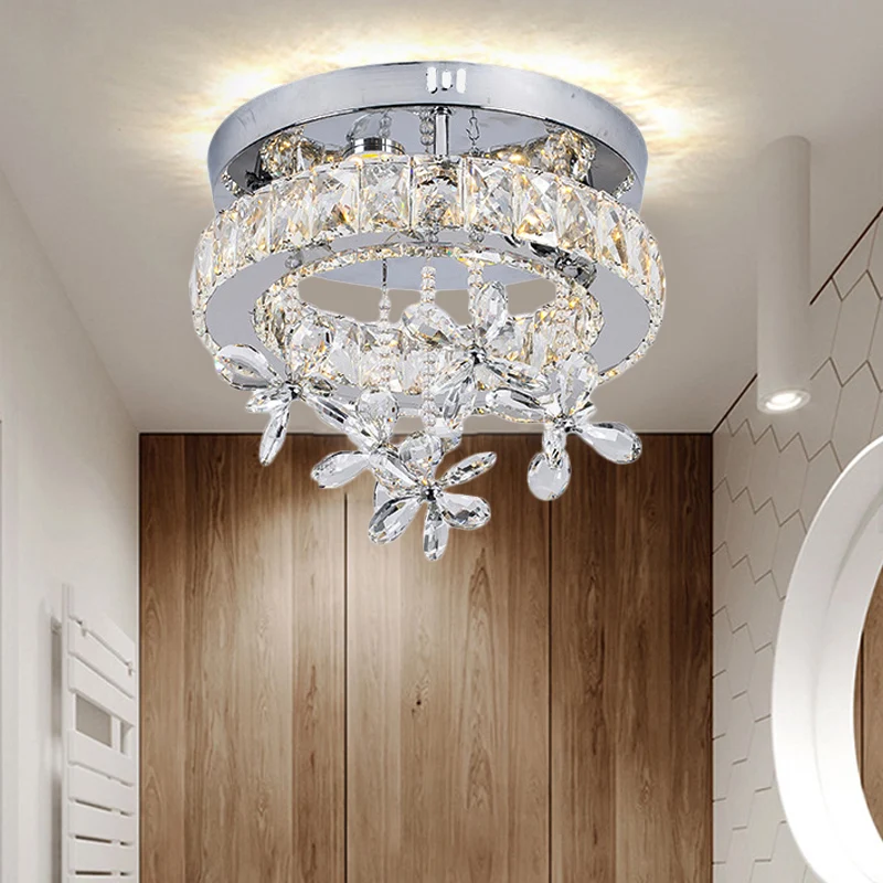 8 "/12"/18 "Dia cristal plafond encastré anneau contemporain Chrome LED plafonnier Clearhalo