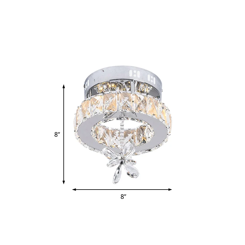 8 "/12"/18 "Dia cristal plafond encastré anneau contemporain Chrome LED plafonnier Clearhalo