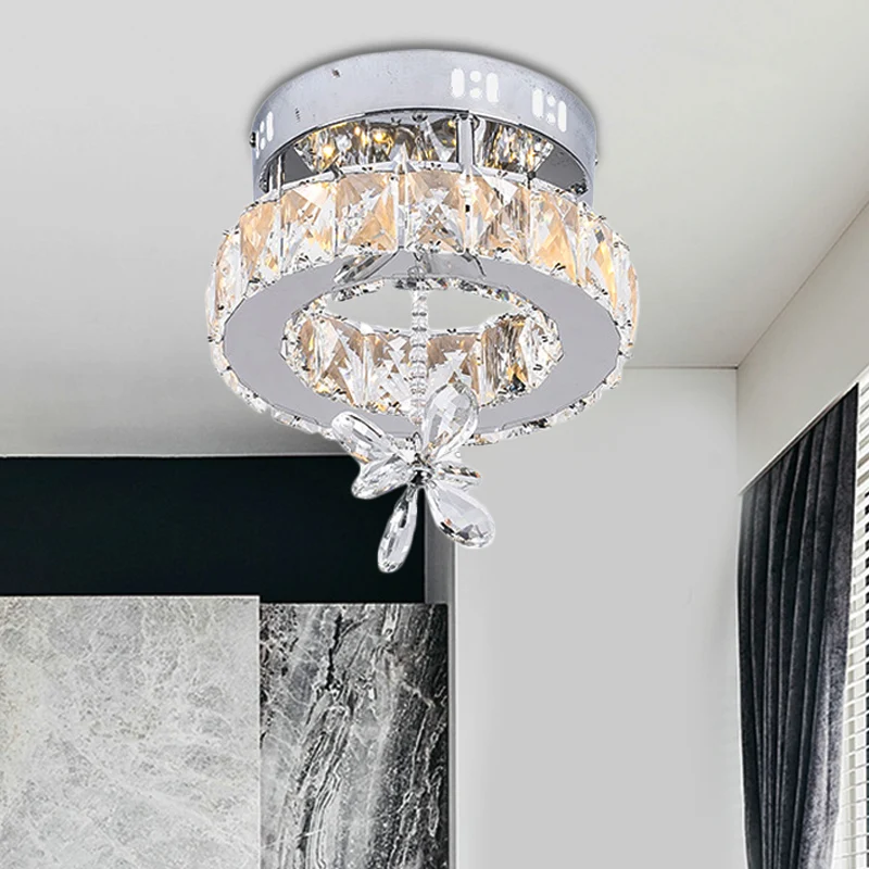 8 "/12"/18 "Dia cristal plafond encastré anneau contemporain Chrome LED plafonnier Clearhalo