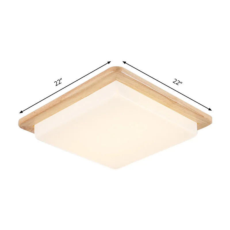 12.5 "/14"/18 "/22" de large plafonnier carré de Style japonais en bois LED encastré dans une lumière chaude/blanche pour...