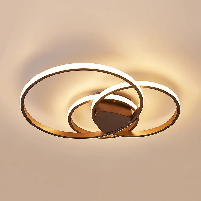 14"/19"/21,5" Double anneaux Chambre à coucher Plafonnier Acrylique LED Simplicité Marron Plafonnier Luminaire en lumière...