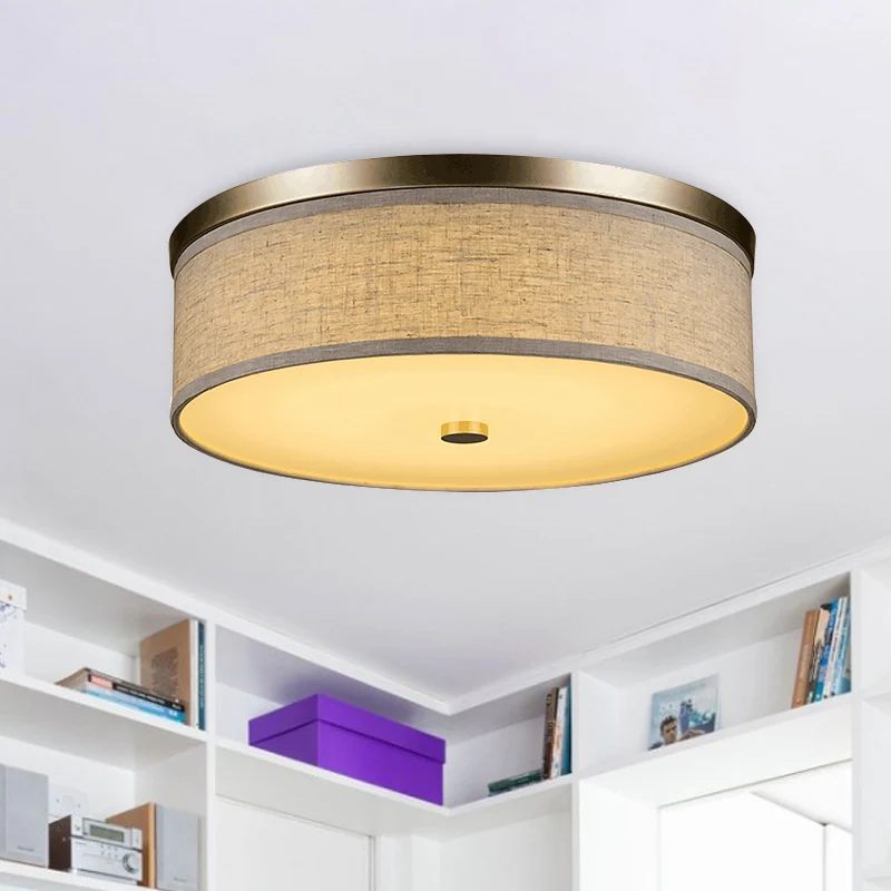 16"/19,5"/23,5" Dia Cylindre Encastré Contemporain Tissu Beige LED Lampe Encastrée Clearhalo