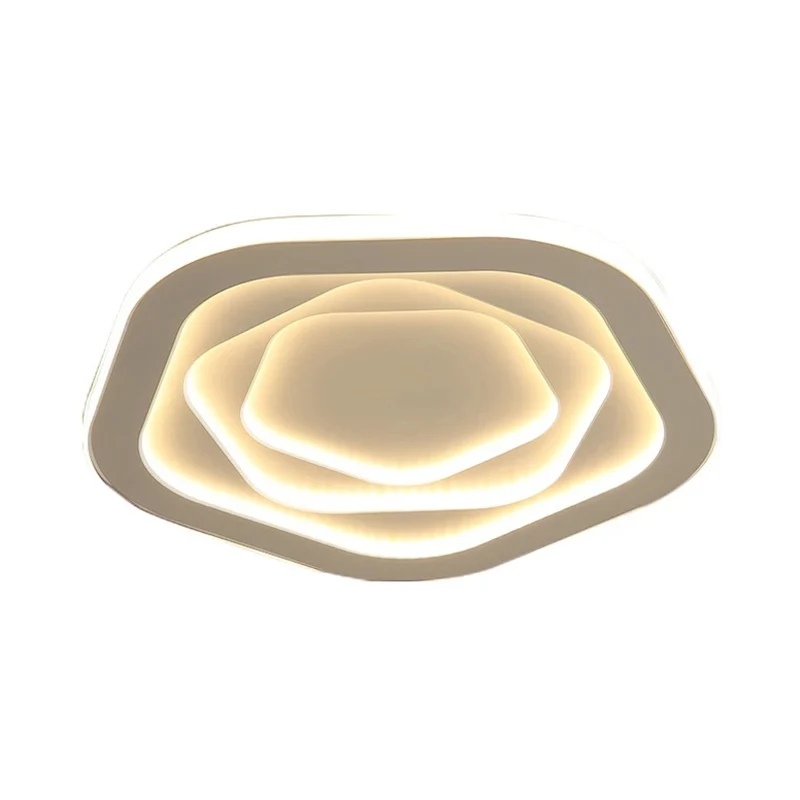 16"/19,5"/23,5" W Simple LED Acrylique Plafonnier Blanc Pentagone Plafonnier avec Abat-Jour Acrylique, Lumière Chaude/Blan...