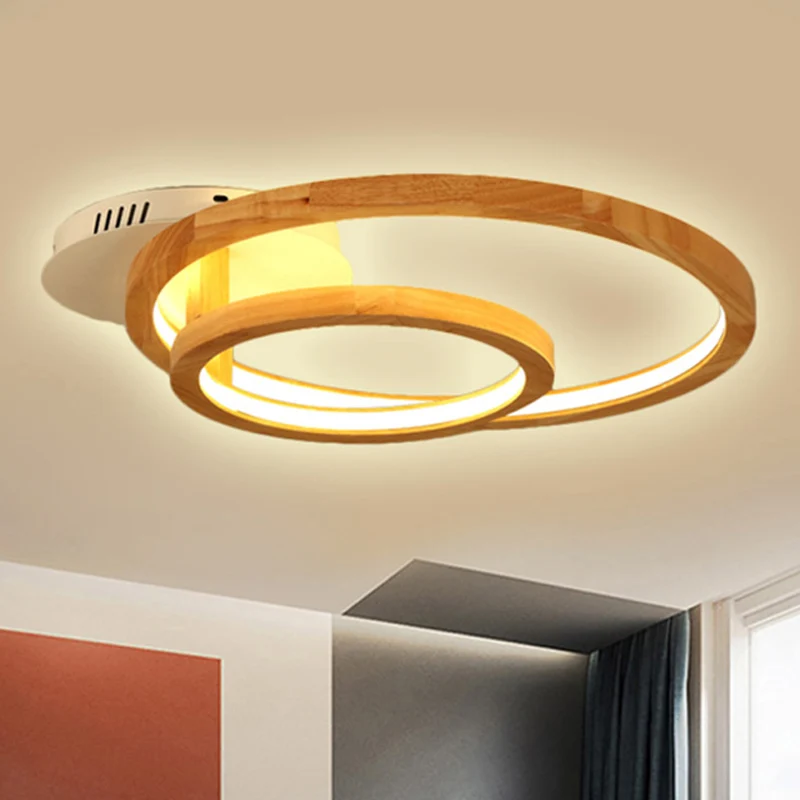 18,5"/23" de large anneau en bois semi-encastré moderniste LED marron semi-encastré pour chambre à coucher dans une lumièr...