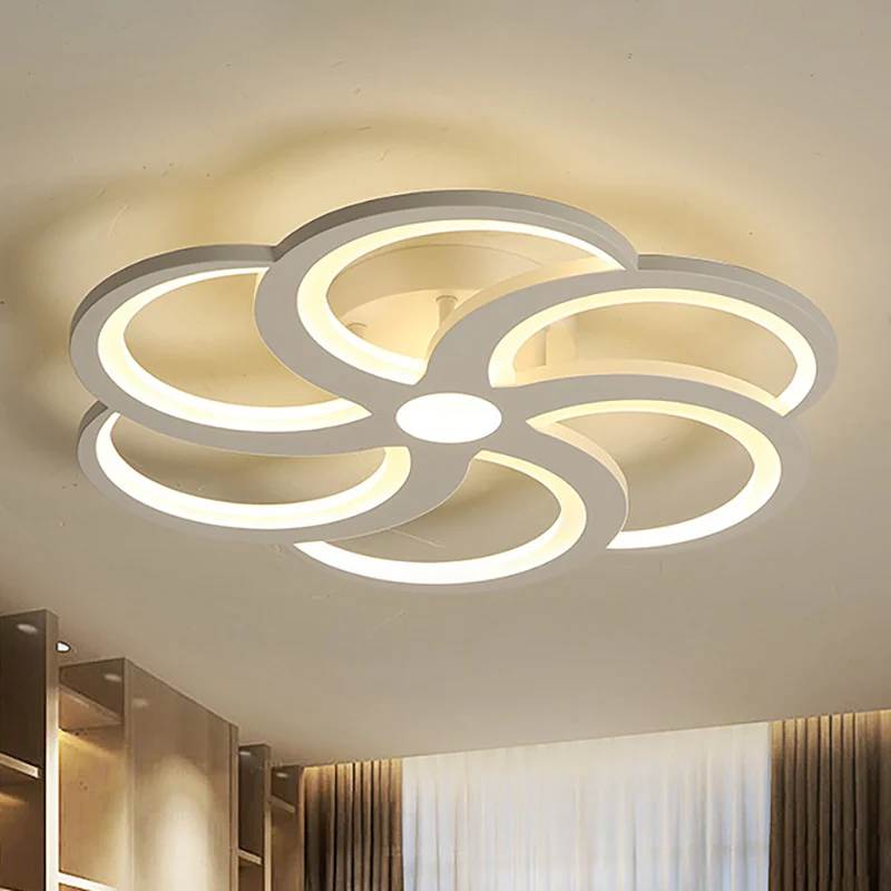 19,5"/23,5" W White Bloom Plafonnier Style nordique en métal et acrylique LED Lampe de salon encastrable en chaud Clearhalo