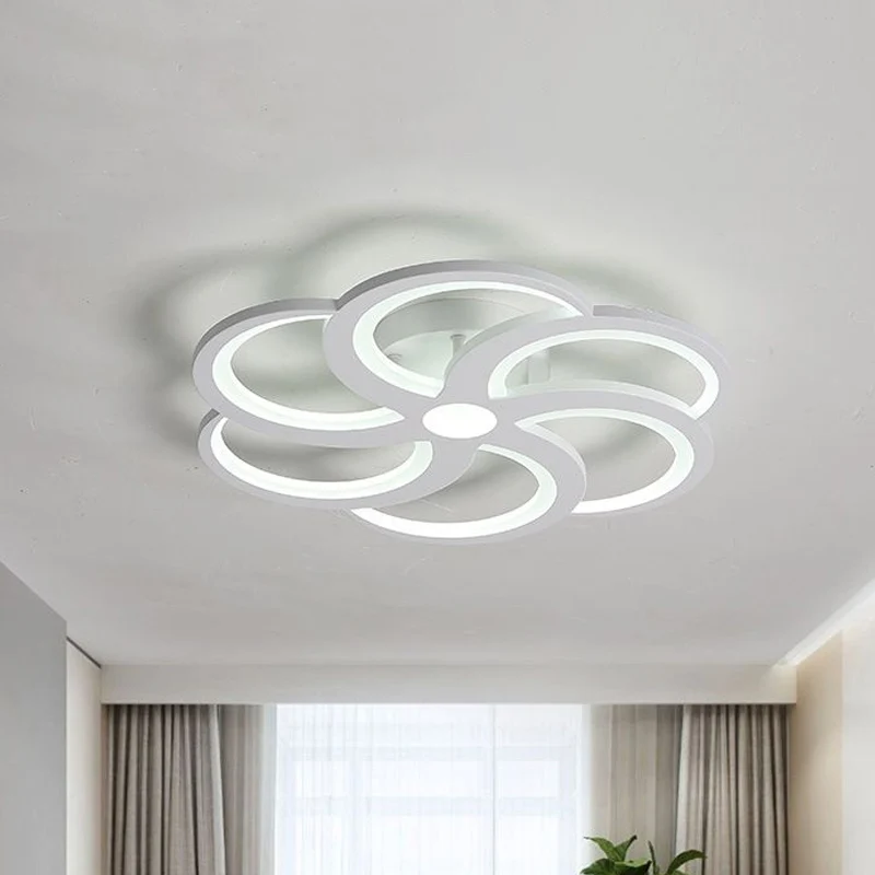 19,5"/23,5" W White Bloom Plafonnier Style nordique en métal et acrylique LED Lampe de salon encastrable en chaud Clearhalo