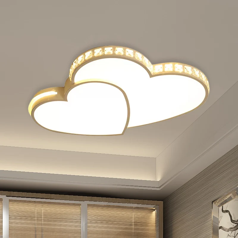 20.5 "/24.5" de large Double coeur encastré lumière moderne cristal LED plafonnier en lumière chaude/blanche pour chambre...