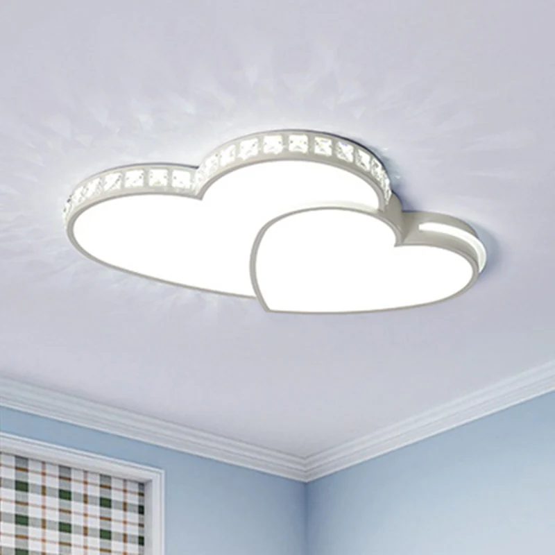20.5 "/24.5" de large Double coeur encastré lumière moderne cristal LED plafonnier en lumière chaude/blanche pour chambre...