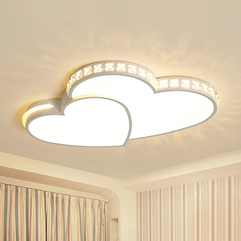 20.5 "/24.5" de large Double coeur encastré lumière moderne cristal LED plafonnier en lumière chaude/blanche pour chambre...