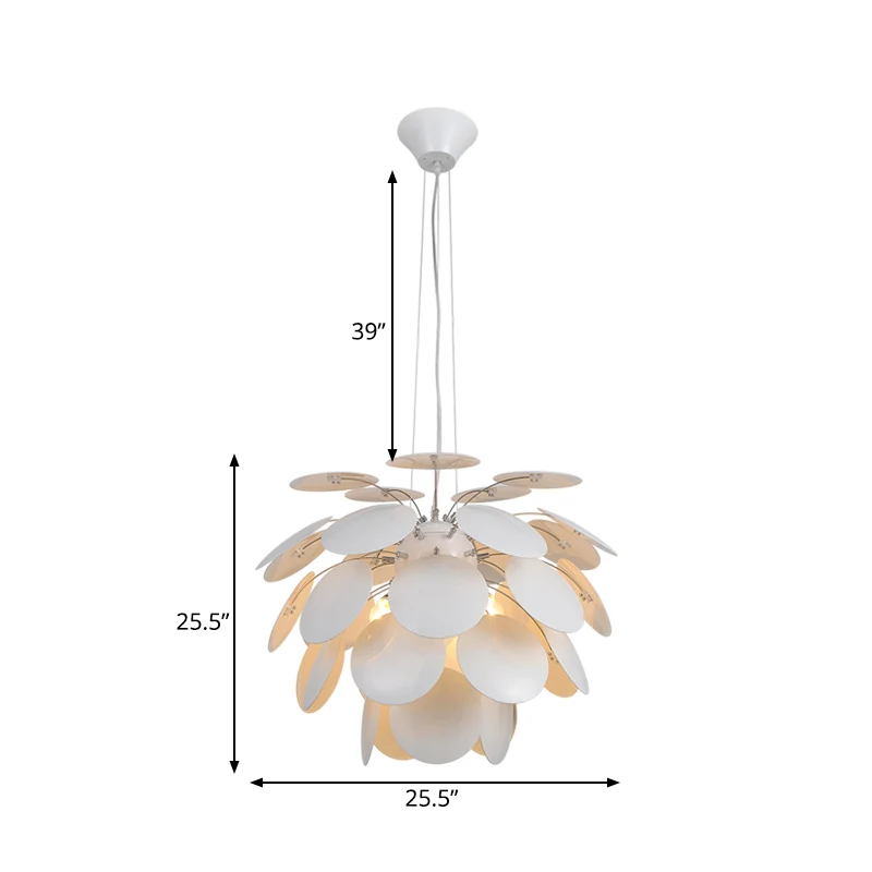 21,5"/25,5" W Pinecone Plafonnier Suspendu Style Contemporain Métallique 1 Lumière Blanc Suspension Clearhalo