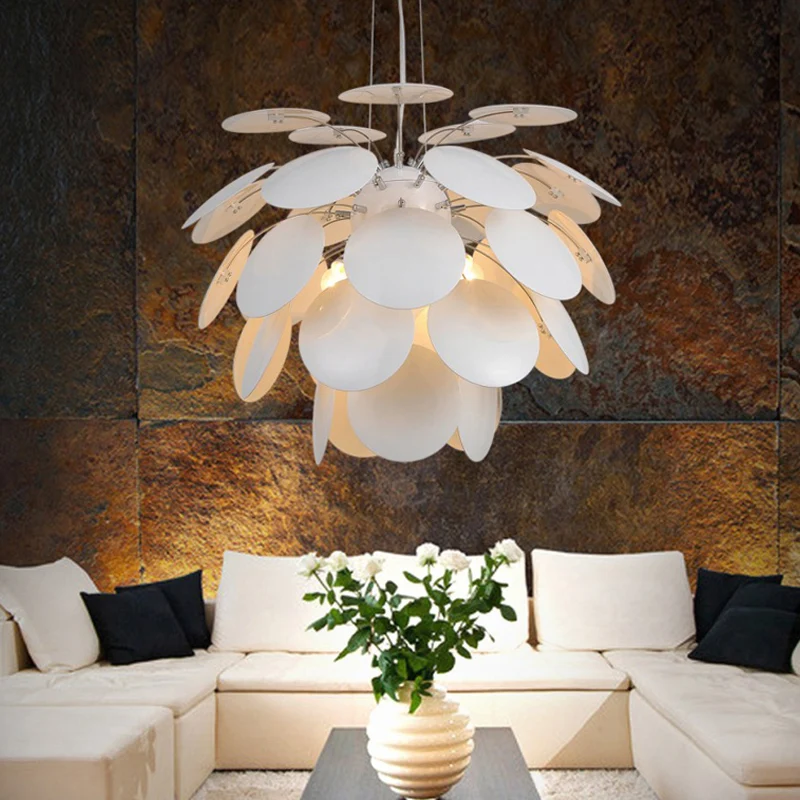 21,5"/25,5" W Pinecone Plafonnier Suspendu Style Contemporain Métallique 1 Lumière Blanc Suspension Clearhalo