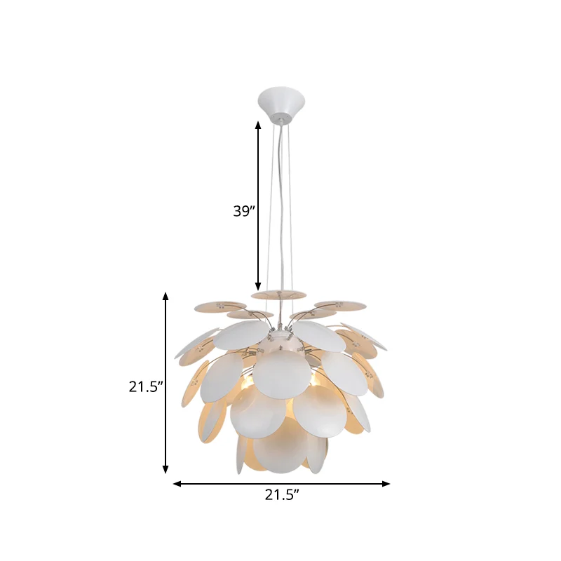 21,5"/25,5" W Pinecone Plafonnier Suspendu Style Contemporain Métallique 1 Lumière Blanc Suspension Clearhalo