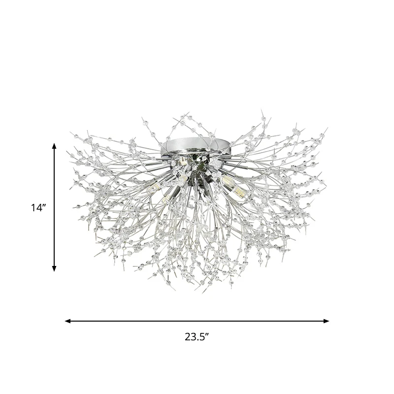 23,5"/27,5" W Lampe à montage encastré en cristal radial Contemporain 6/8 lumières Luminaire de plafond de chambre à couch...