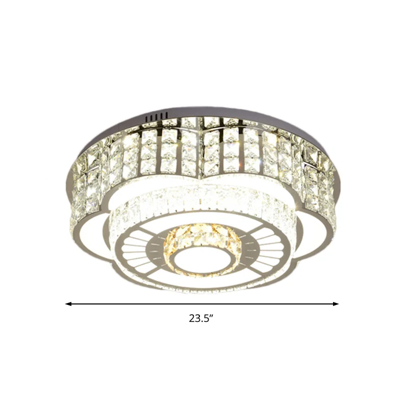 23,5"/31,5" W Floral Salon Plafond Plafonnier Cristal LED Moderniste Plafonnier Encastré en Chrome Clearhalo