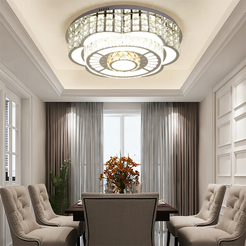 23,5"/31,5" W Floral Salon Plafond Plafonnier Cristal LED Moderniste Plafonnier Encastré en Chrome Clearhalo