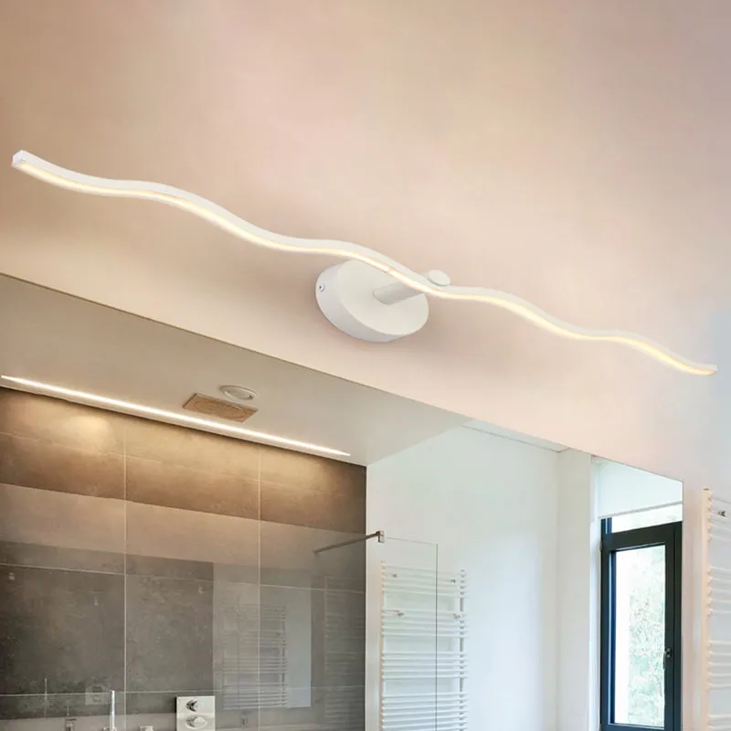 18 "/26.5" L blanc vague vanité luminaire simplicité LED acrylique applique murale éclairage pour salle de bain Clearhalo