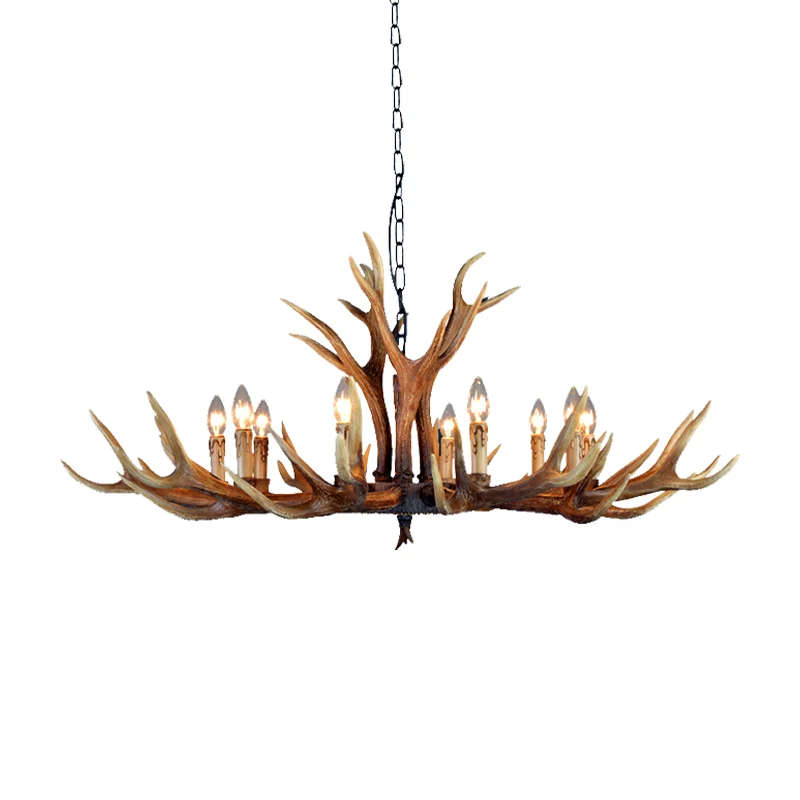 6/8/10 lumières résine lustre lampe ferme brun cerf bois cuisine vers le bas éclairage pendentif Clearhalo
