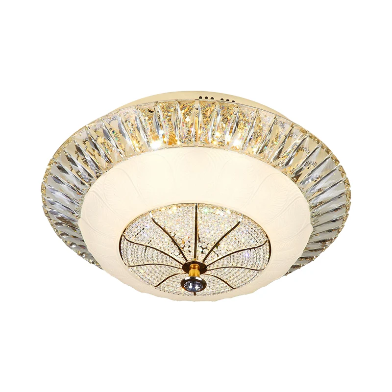 Abat-jour bol blanc plafonnier cristal contemporain 16 "/ 19,5" de large lampe LED encastrée pour chambre à coucher Clearhalo