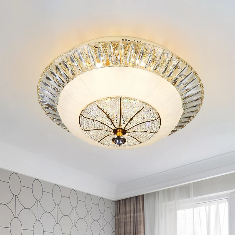 Abat-jour bol blanc plafonnier cristal contemporain 16 "/ 19,5" de large lampe LED encastrée pour chambre à coucher Clearhalo