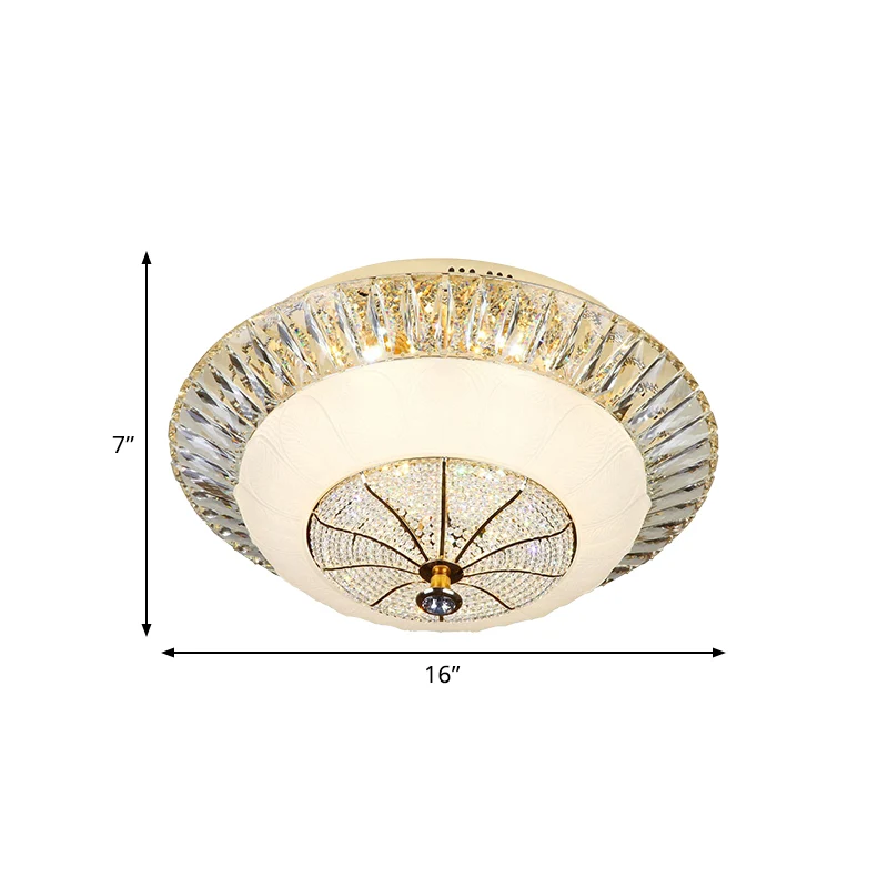 Abat-jour bol blanc plafonnier cristal contemporain 16 "/ 19,5" de large lampe LED encastrée pour chambre à coucher Clearhalo