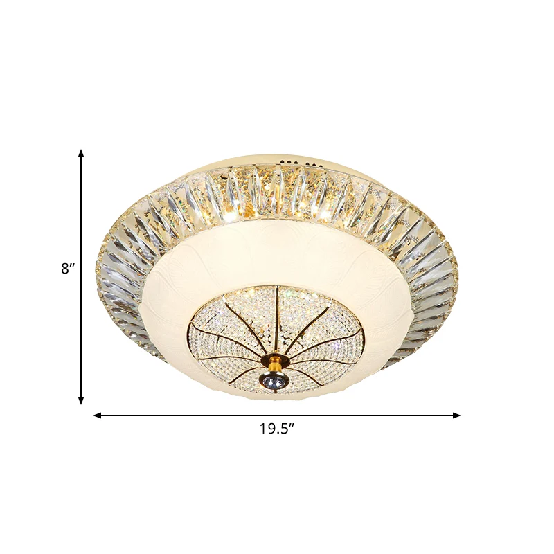 Abat-jour bol blanc plafonnier cristal contemporain 16 "/ 19,5" de large lampe LED encastrée pour chambre à coucher Clearhalo