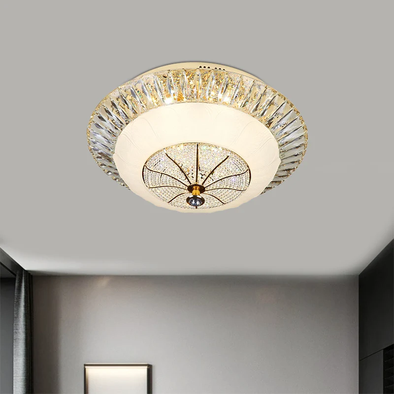 Abat-jour bol blanc plafonnier cristal contemporain 16 "/ 19,5" de large lampe LED encastrée pour chambre à coucher Clearhalo
