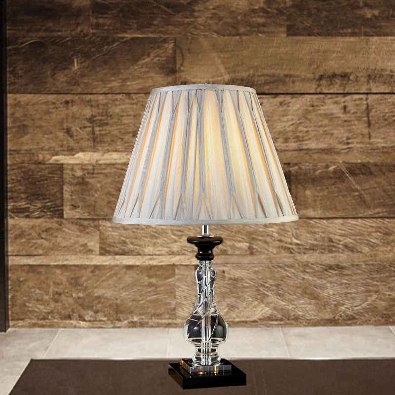 Abat-jour conique en tissu, éclairage de travail moderne, lampe de chevet grise à 1 tête pour chambre à coucher Clearhalo