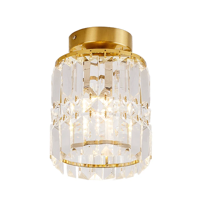 Abat-jour cylindrique pour couloir, plafonnier semi-encastré en cristal de style moderne, transparent Clearhalo