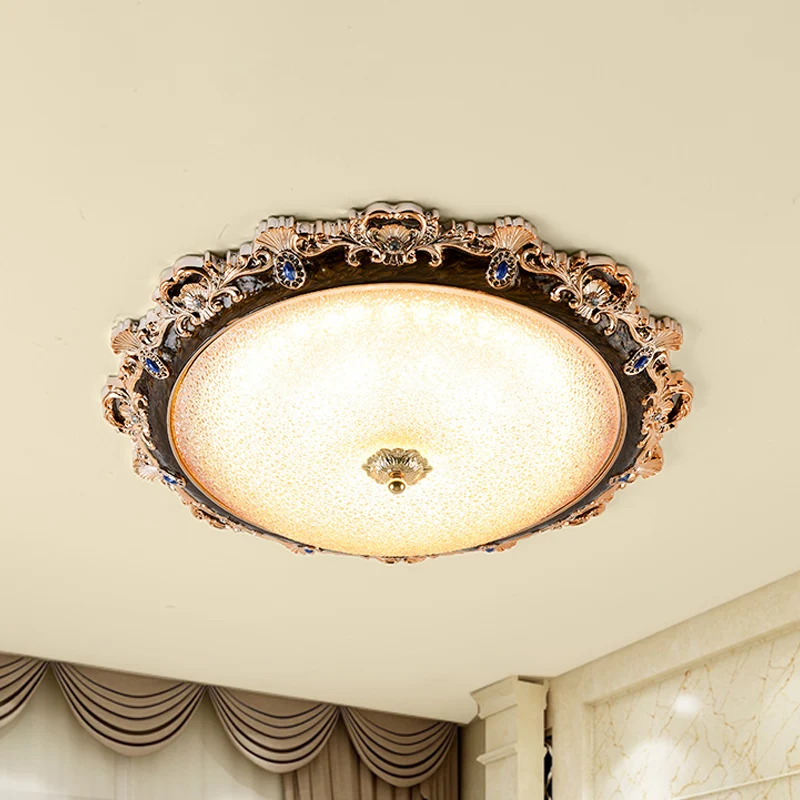 Abat-jour en forme de dôme pour chambre à coucher, luminaire de ferme en verre à grains 15"/16,5"/21" W LED, plafond marro...