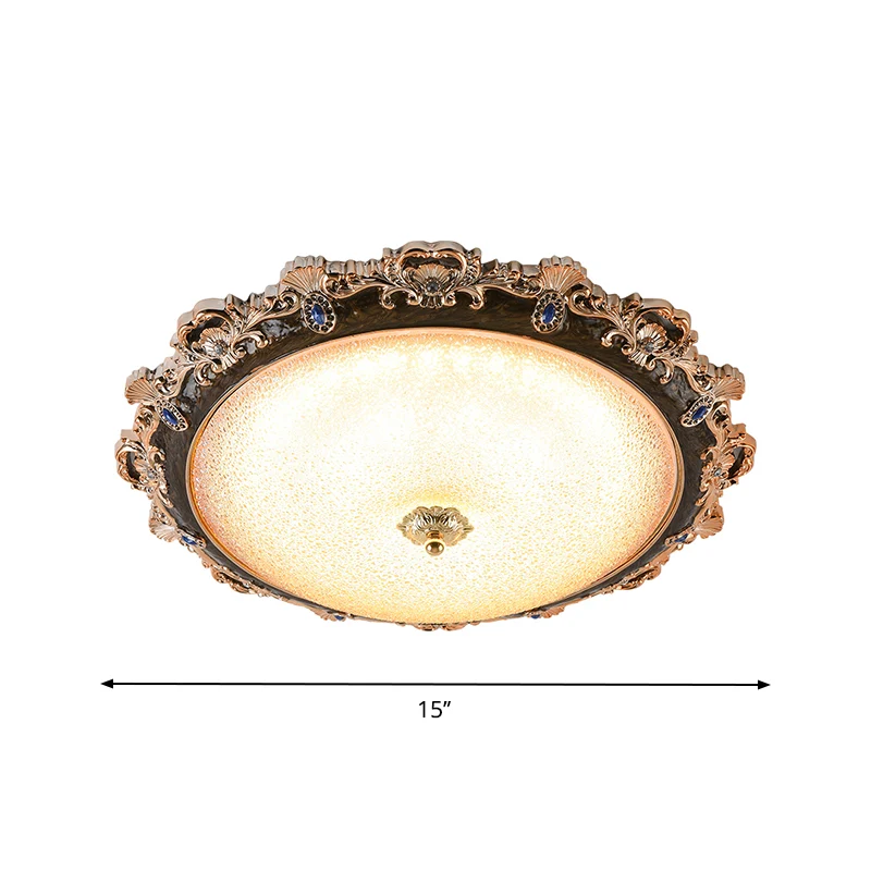 Abat-jour en forme de dôme pour chambre à coucher, luminaire de ferme en verre à grains 15"/16,5"/21" W LED, plafond marro...